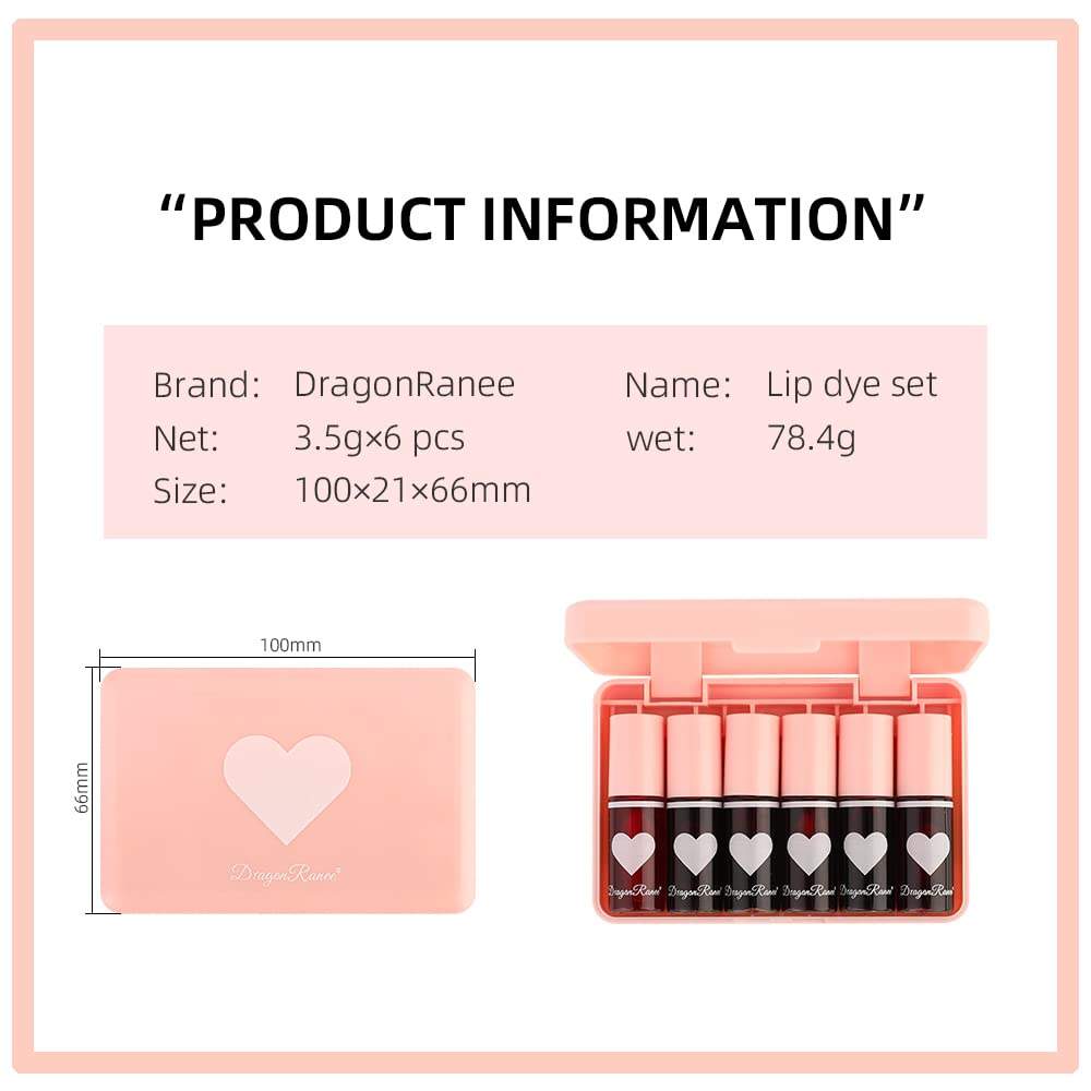 Miniling 6-Color Korean Lip Tint Set - Watery, Velvet Matte Lipsticks for Lips and Cheeks - Long-Lasting, Non-Stick, Shimmery