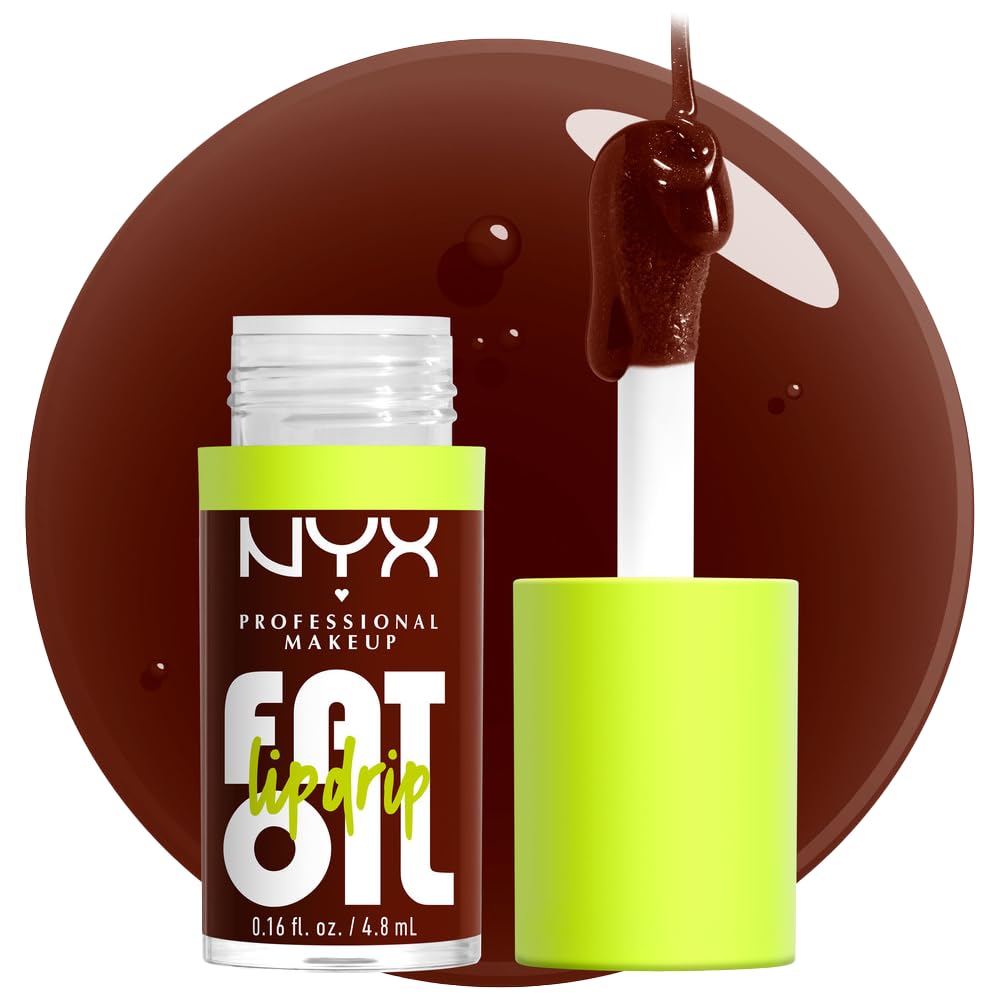 NYX PROFESSIONAL MAKEUP Fat Oil Lip Drip, Moisturizing Lip Oil Gloss, Vegan Tinted Formula, Up to 12 HR Hydration - Follow Back (Shimmering Warm Nude)