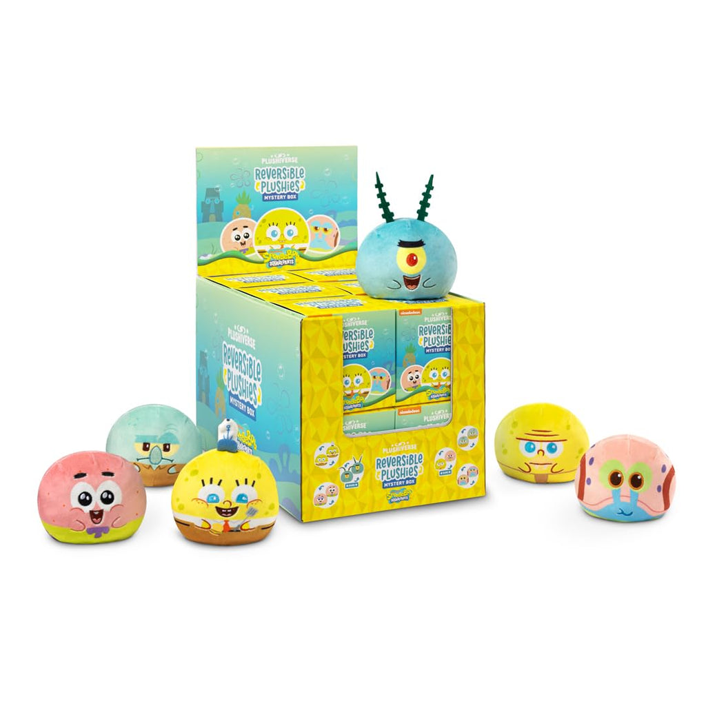 TeeTurtle Spongebob Squarepants Series Reversible Plushie Mystery Box - 3-Inch Mini Two-Sided Blind Box Plush with Embroidered Details - Cute Collectible Surprise Toy for Kids, Teens, and Adults