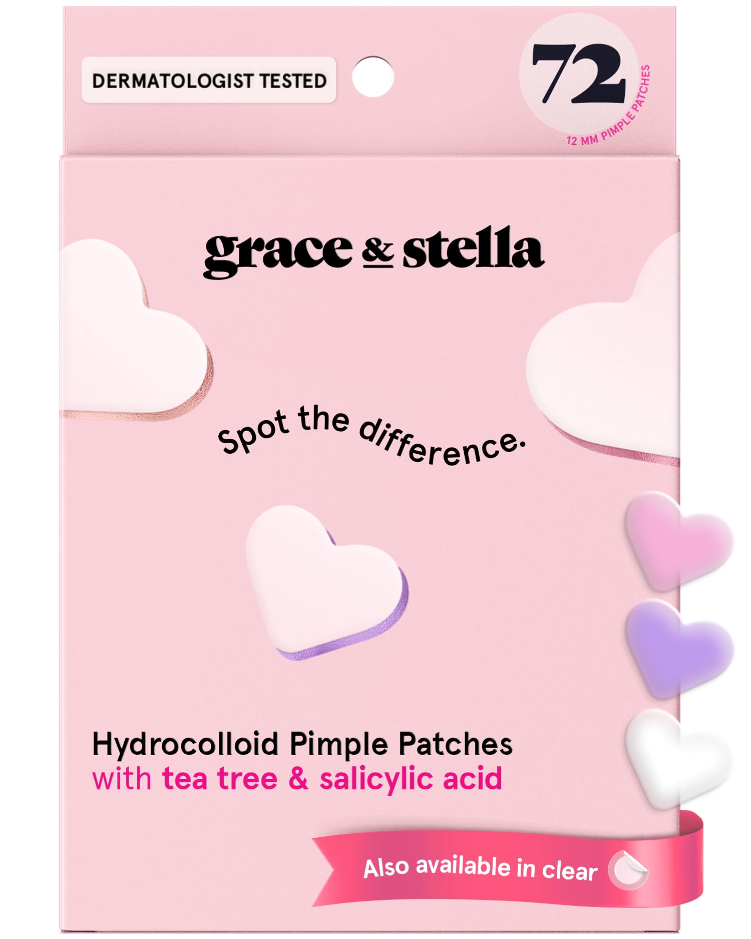 grace & stella Award Winning Pore Strip - Pimple Patches for Face - Hydrocolloid Acne Patches - Absorbs Zits, Reduces Redness - Cute Patches Dermatologist-Tested, Vegan (Multishape, 36 Count)