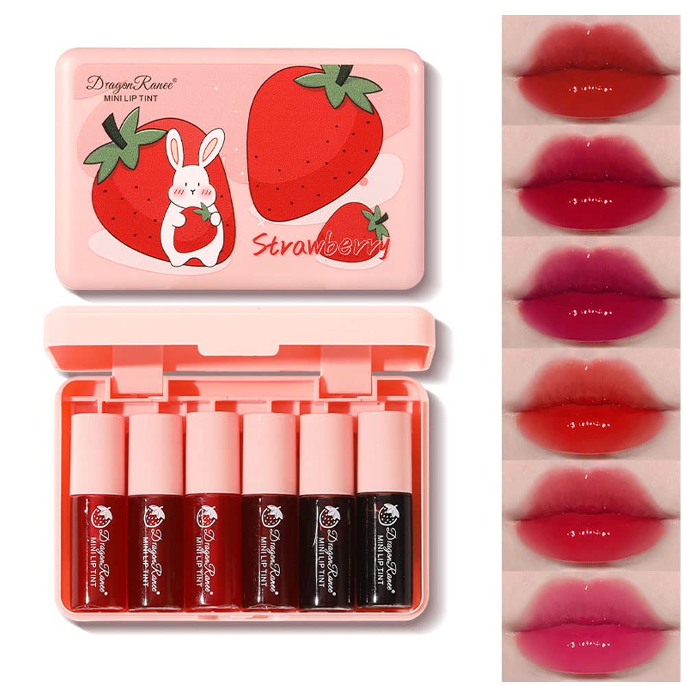 Miniling 6-Color Korean Lip Tint Set - Watery, Velvet Matte Lipsticks for Lips and Cheeks - Long-Lasting, Non-Stick, Shimmery