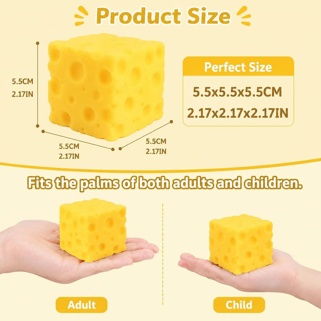 2Pcs Cheese Squishy Toy, Slow Rising Squishy Toys, Cheese Stress Ball, Slow Rise Squishies, Squeeze Cheese Squishy Skin, Suitable for Adults and Children Food Cheese Squishy (Yellow)