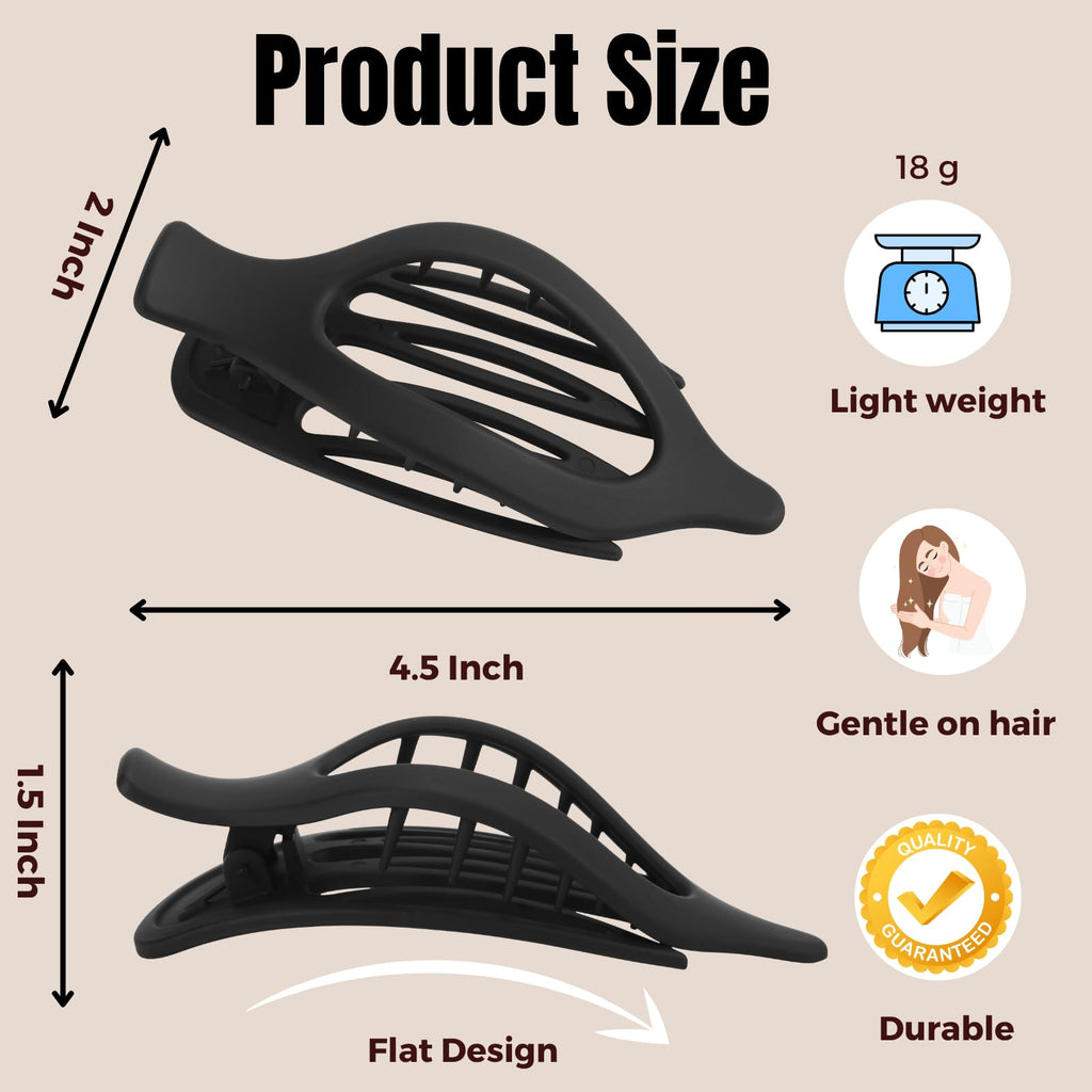 8 Pack Flat Hair Clips for Women,Matte No Crease Flat Claw Clips, Large Strong Hold Barrettes for Thick & Thin Hair, French Duckbill Styling Accessories