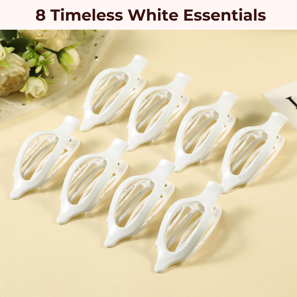 8 Pack Flat Hair Clips for Women,Matte No Crease Flat Claw Clips, Large Strong Hold Barrettes for Thick & Thin Hair, French Duckbill Styling Accessories