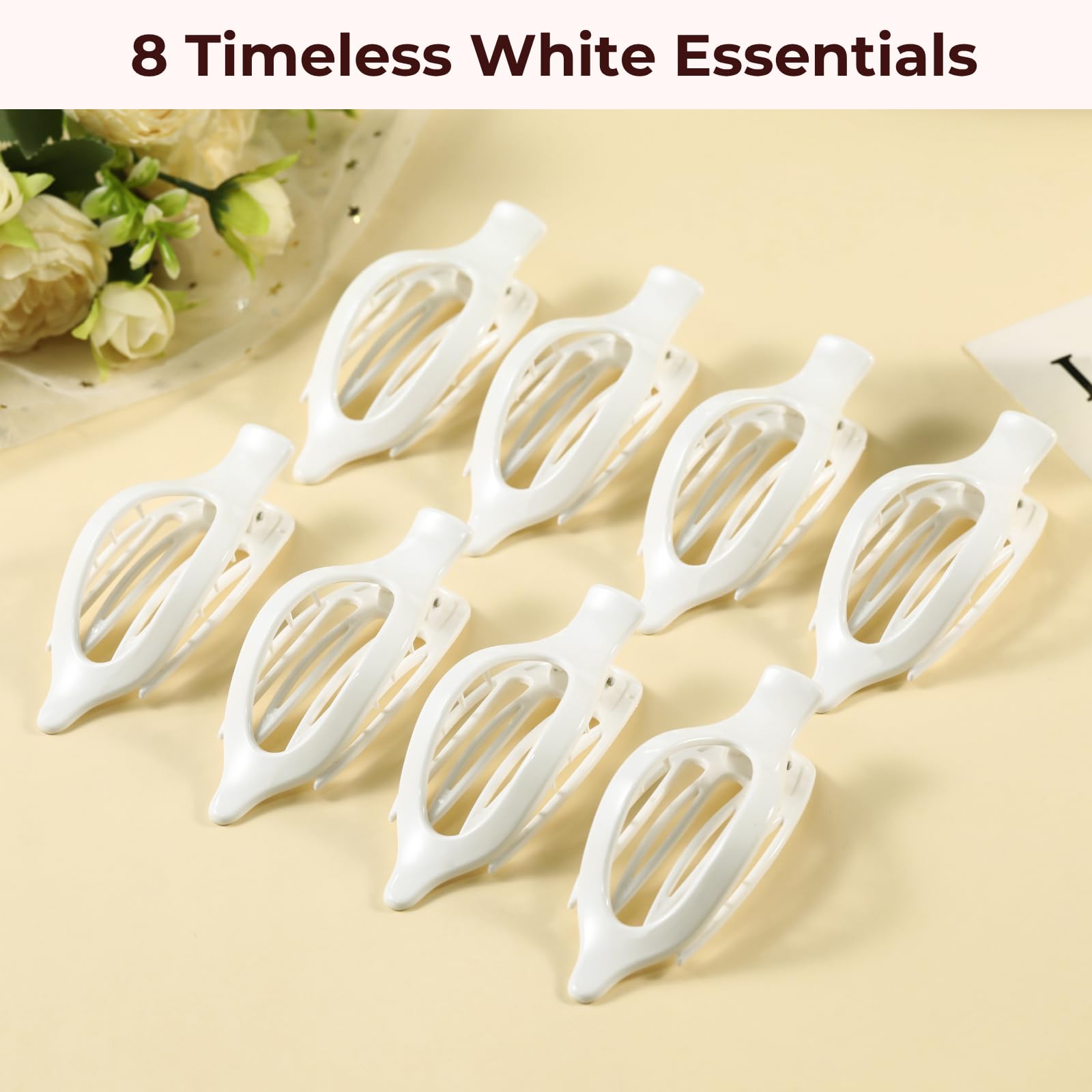 8 Pack Flat Hair Clips for Women,Matte No Crease Flat Claw Clips, Large Strong Hold Barrettes for Thick & Thin Hair, French Duckbill Styling Accessories