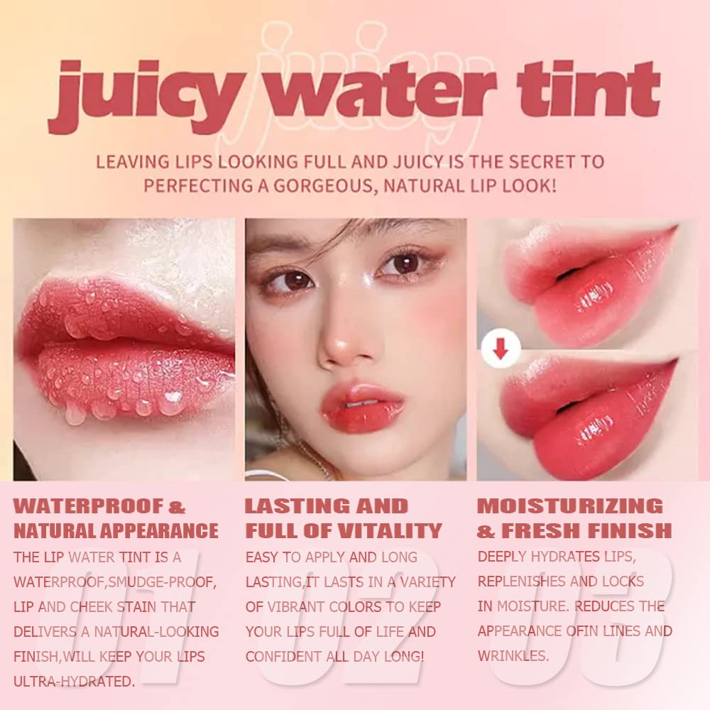 Miniling 6-Color Korean Lip Tint Set - Watery, Velvet Matte Lipsticks for Lips and Cheeks - Long-Lasting, Non-Stick, Shimmery