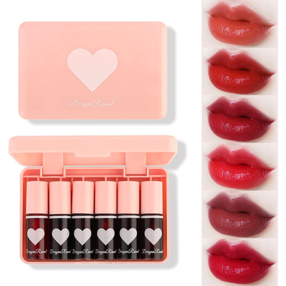 Miniling 6-Color Korean Lip Tint Set - Watery, Velvet Matte Lipsticks for Lips and Cheeks - Long-Lasting, Non-Stick, Shimmery