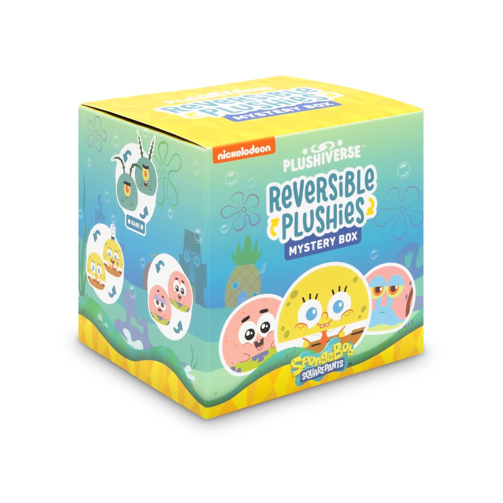 TeeTurtle Spongebob Squarepants Series Reversible Plushie Mystery Box - 3-Inch Mini Two-Sided Blind Box Plush with Embroidered Details - Cute Collectible Surprise Toy for Kids, Teens, and Adults