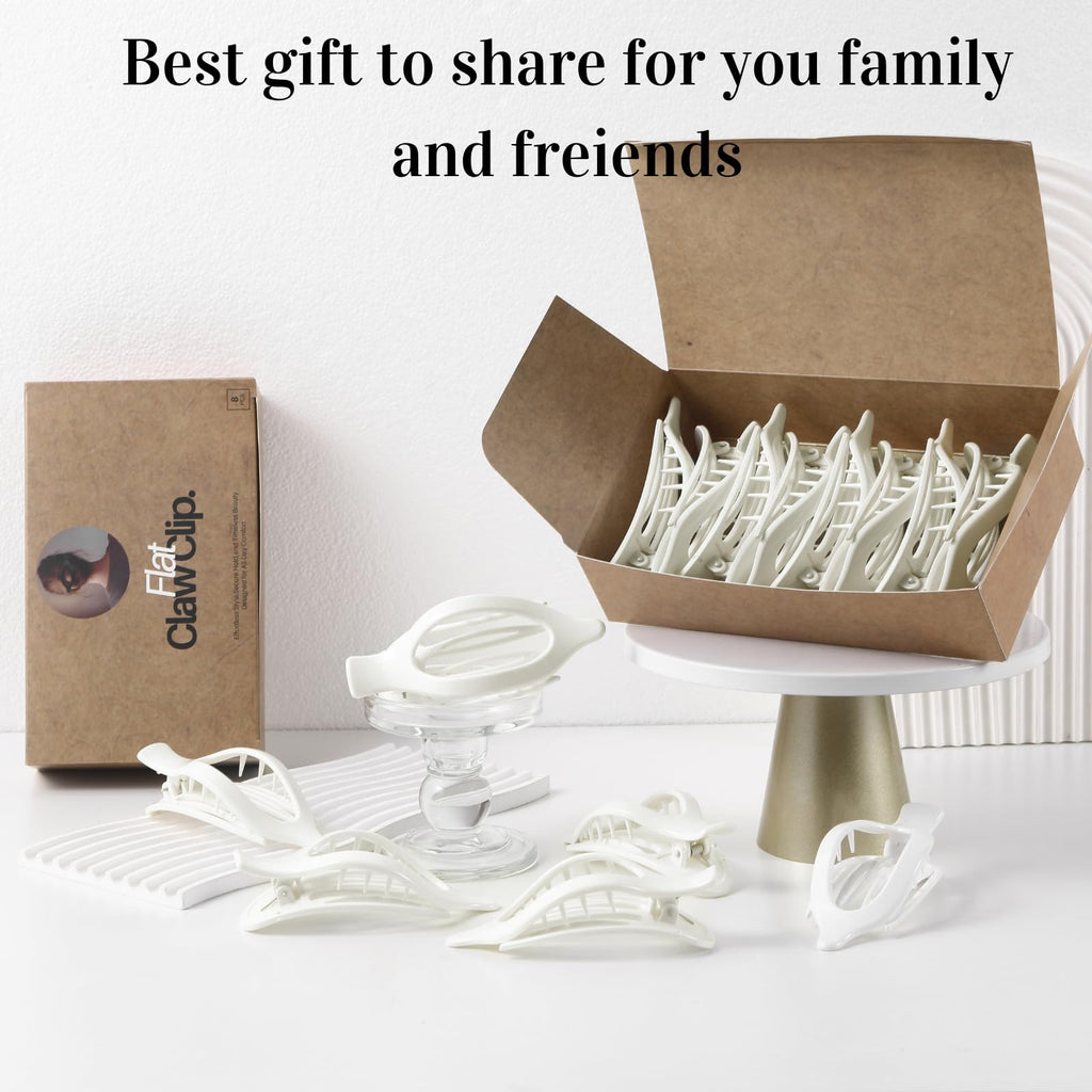 8 Pack Flat Hair Clips for Women,Matte No Crease Flat Claw Clips, Large Strong Hold Barrettes for Thick & Thin Hair, French Duckbill Styling Accessories