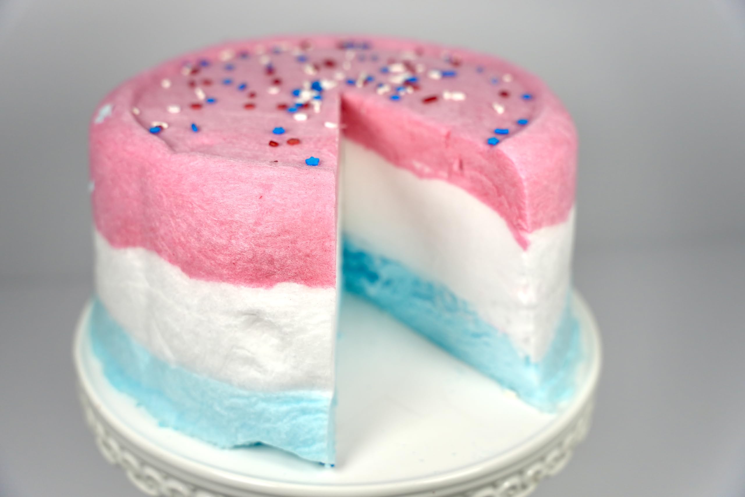 PartyPuffs 4oz Sliceable Cotton Candy Cake Tub – Strawberry Apple Blue Raspberry Lemon – Ready-to-Serve Gluten-Free Candy Dessert for Kids & Parties