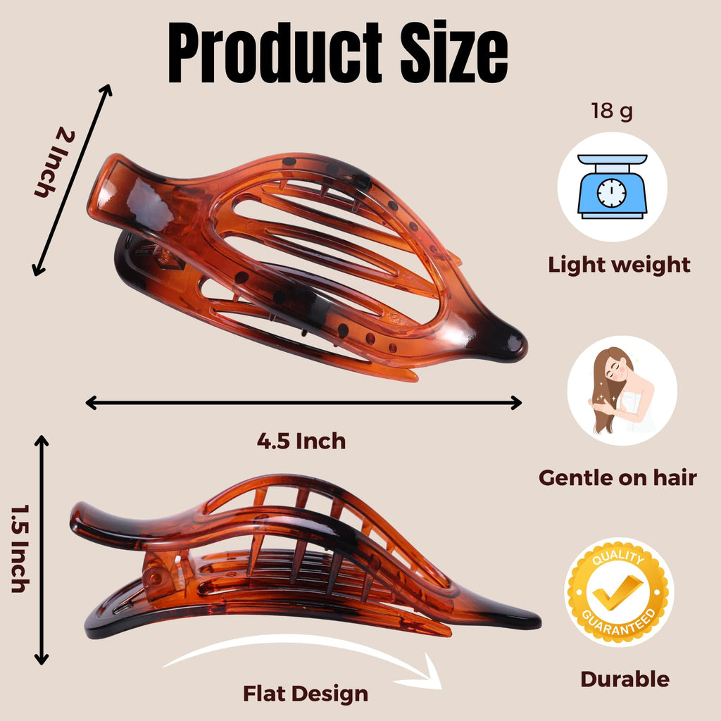 8 Pack Flat Hair Clips for Women,Matte No Crease Flat Claw Clips, Large Strong Hold Barrettes for Thick & Thin Hair, French Duckbill Styling Accessories