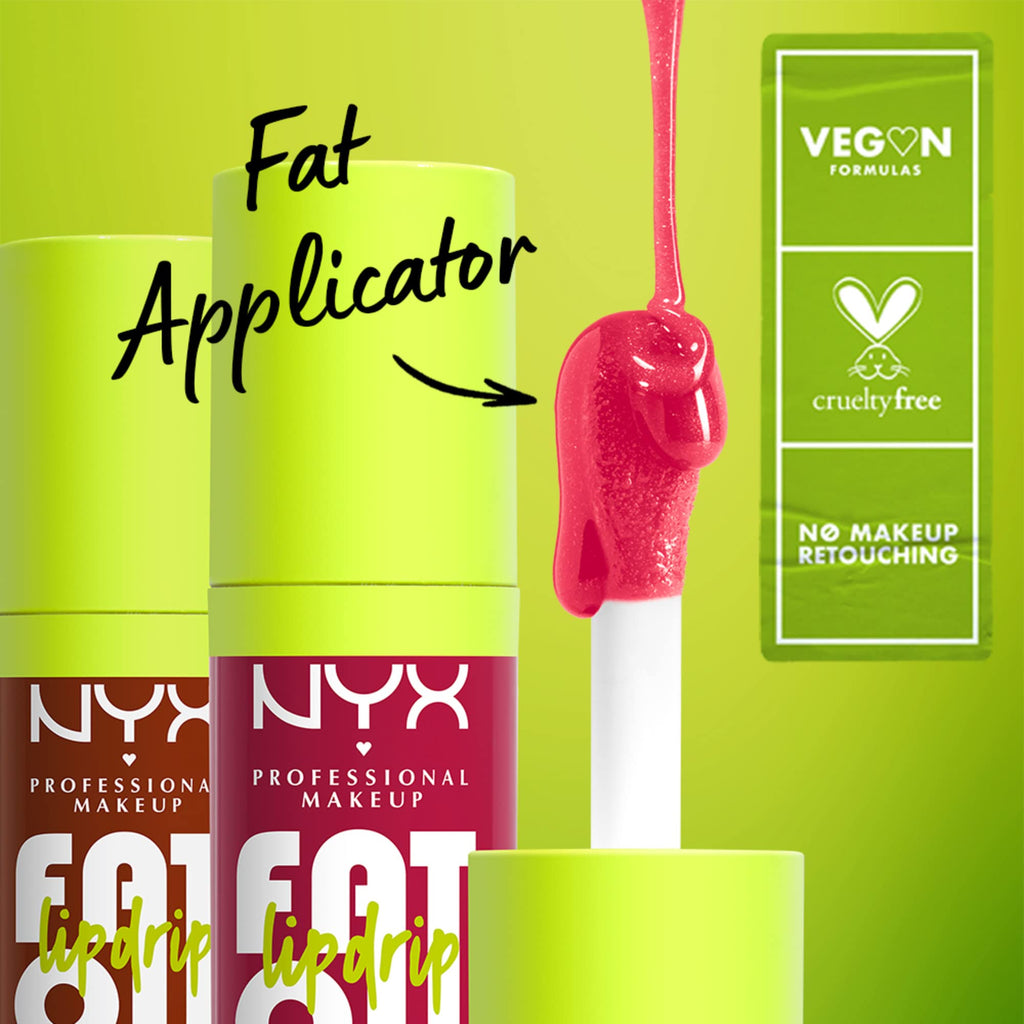 NYX PROFESSIONAL MAKEUP Fat Oil Lip Drip, Moisturizing Lip Oil Gloss, Vegan Tinted Formula, Up to 12 HR Hydration - Follow Back (Shimmering Warm Nude)