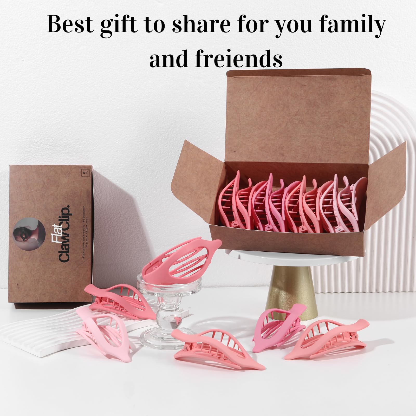 8 Pack Flat Hair Clips for Women,Matte No Crease Flat Claw Clips, Large Strong Hold Barrettes for Thick & Thin Hair, French Duckbill Styling Accessories