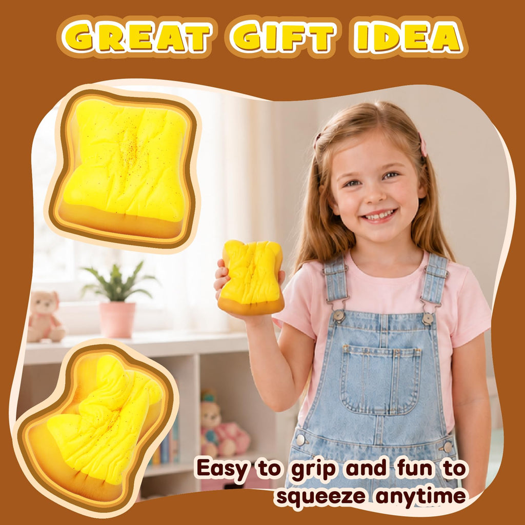 3 Pack Slow Rising Squishy Butter Bread, Realistic Bread Squishies with Butter Scent, Soft Sticky Squishy Toy, Stress Relief Fidget for Focus, Popular Squishies Gift Party Favor