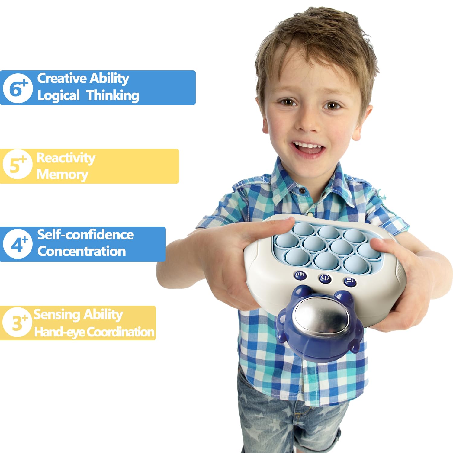 Intoypad Pop The Target! Handheld Speed Push Game Machine: A Fun Multiplayer Game for Family. Sensory Fidget Toy Christmas Toys Gifts for 6 7 8 9 10 11 12 Years Old Kids Road Trip Car Games Kids White
