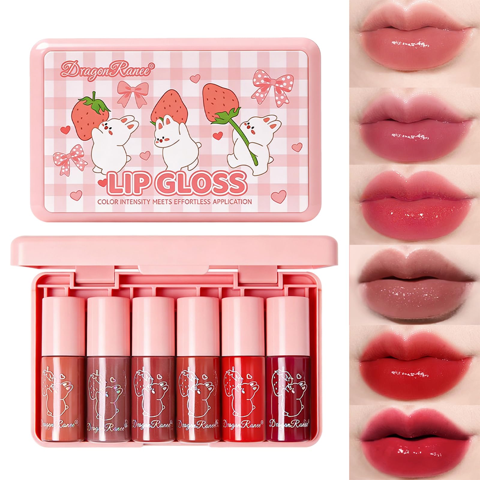 Miniling 6-Color Korean Lip Tint Set - Watery, Velvet Matte Lipsticks for Lips and Cheeks - Long-Lasting, Non-Stick, Shimmery