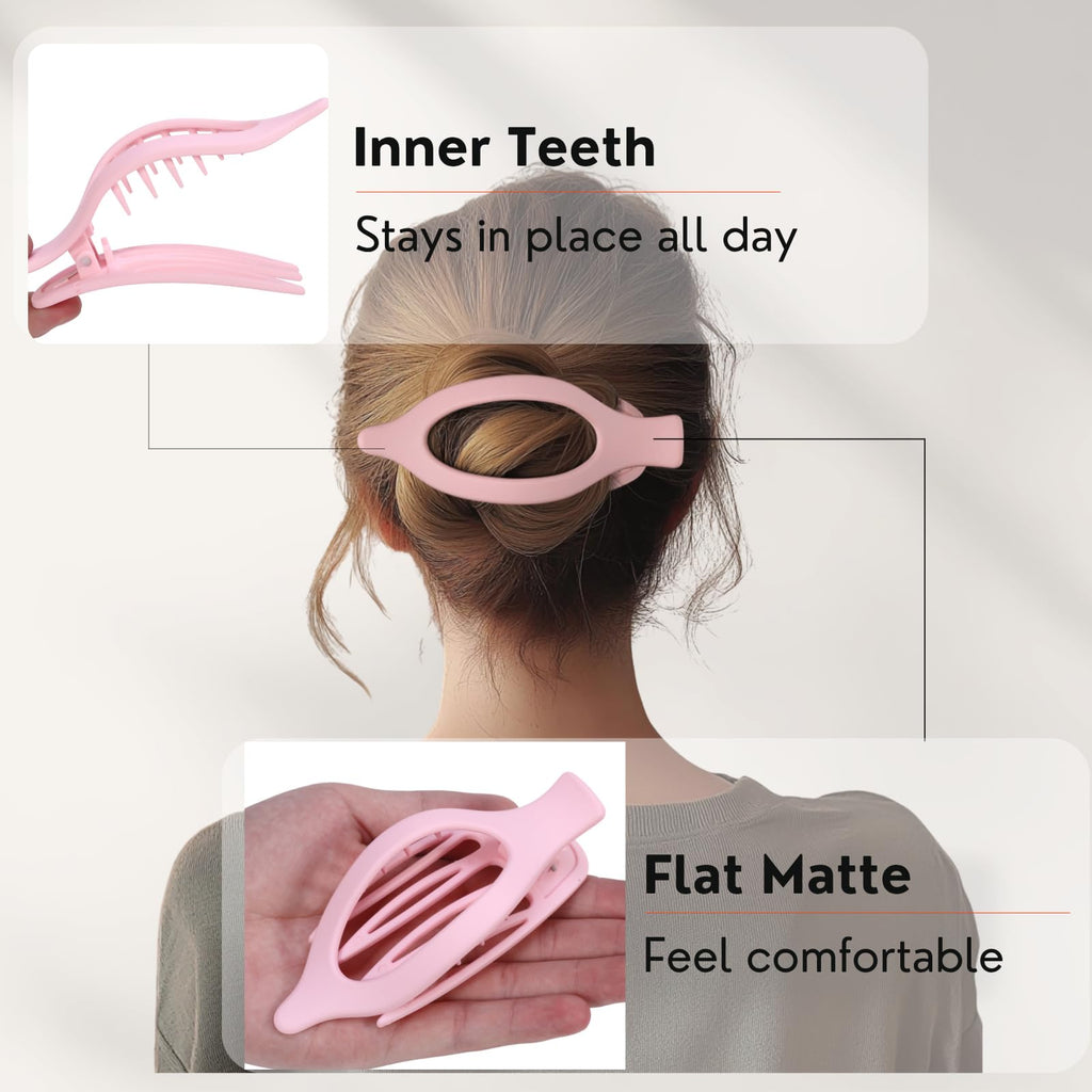 8 Pack Flat Hair Clips for Women,Matte No Crease Flat Claw Clips, Large Strong Hold Barrettes for Thick & Thin Hair, French Duckbill Styling Accessories