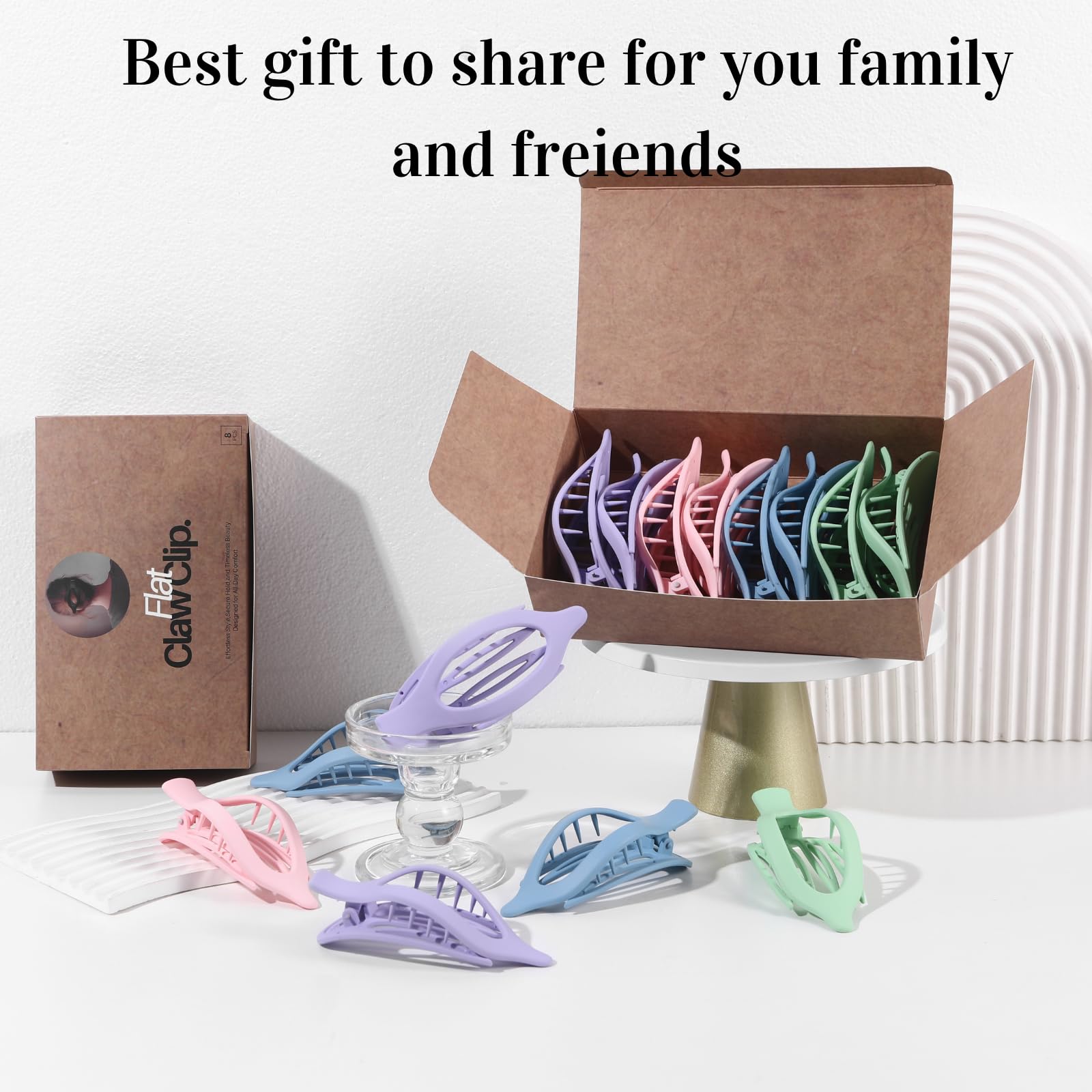 8 Pack Flat Hair Clips for Women,Matte No Crease Flat Claw Clips, Large Strong Hold Barrettes for Thick & Thin Hair, French Duckbill Styling Accessories