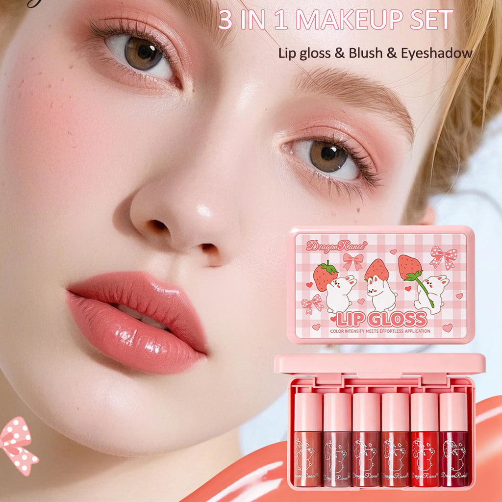 Miniling 6-Color Korean Lip Tint Set - Watery, Velvet Matte Lipsticks for Lips and Cheeks - Long-Lasting, Non-Stick, Shimmery
