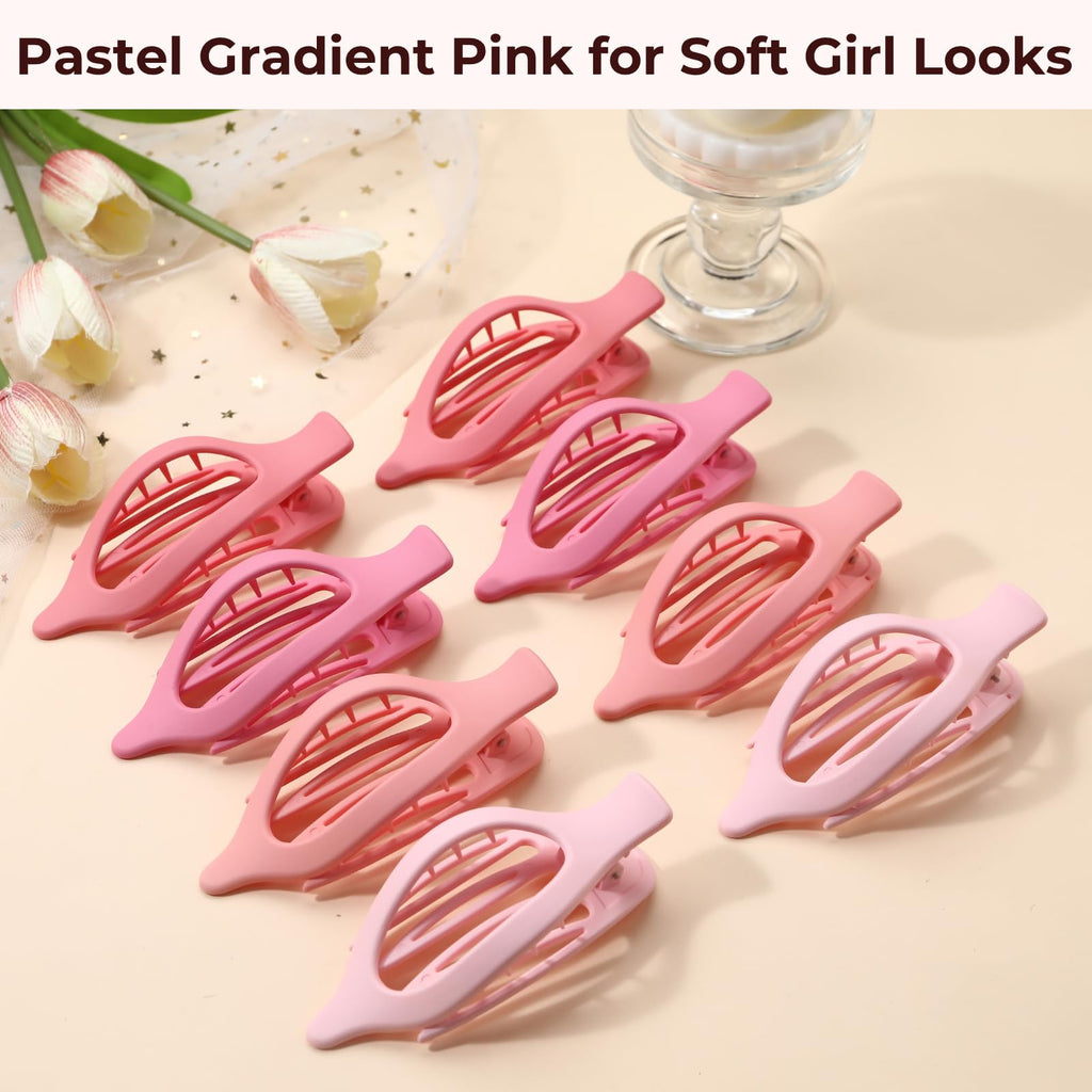8 Pack Flat Hair Clips for Women,Matte No Crease Flat Claw Clips, Large Strong Hold Barrettes for Thick & Thin Hair, French Duckbill Styling Accessories