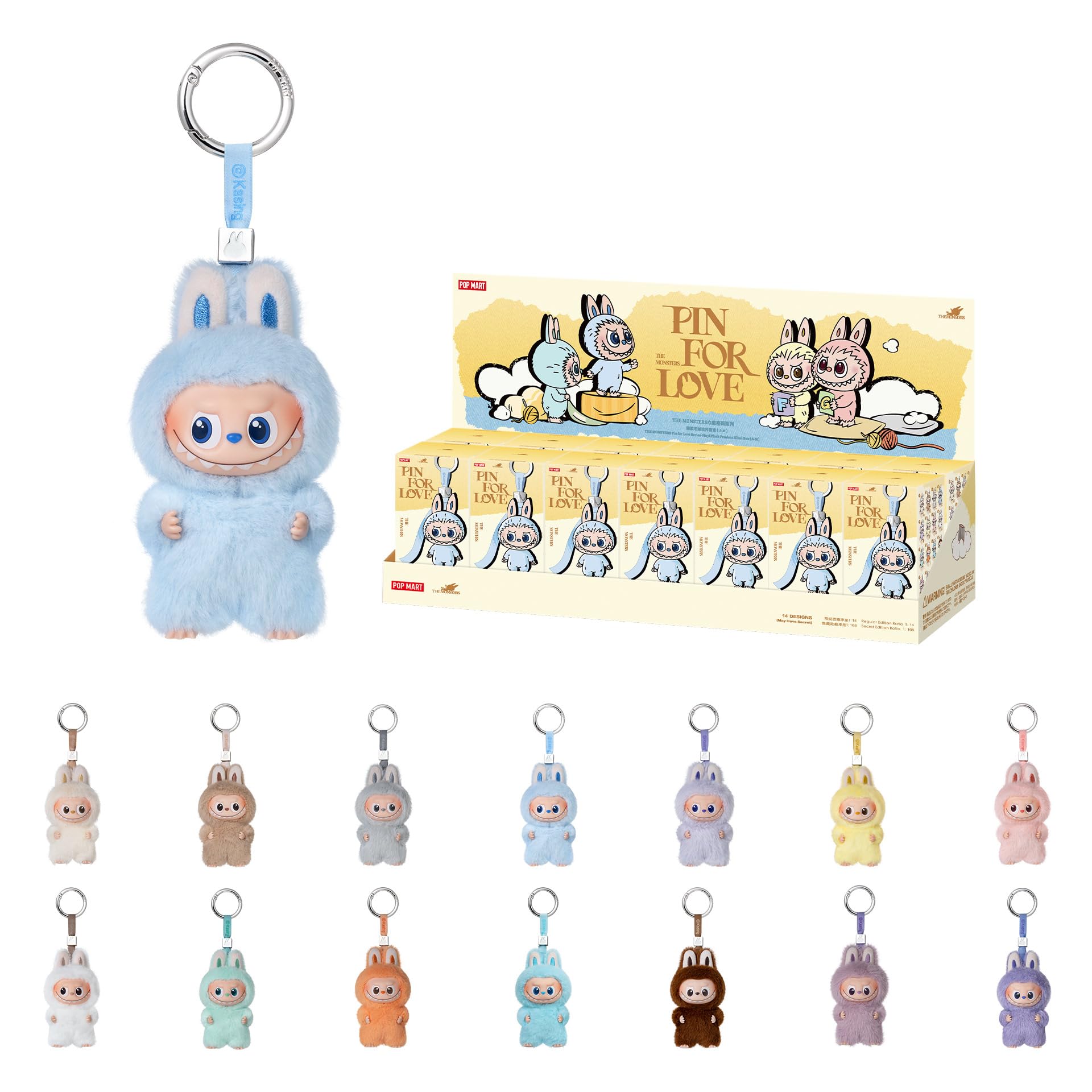 POP MART THE Monster Pin for Love Series (A–M) Mini Labubu Doll Blind Box Mystery Box Keychain – Vinyl Plush Pendant, Bag Charms, Collectible Holiday & Birthday Gift for Kids & Adults, Single Box