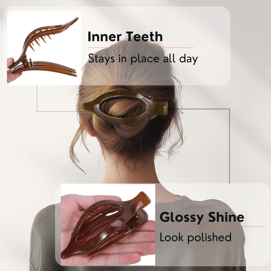 8 Pack Flat Hair Clips for Women,Matte No Crease Flat Claw Clips, Large Strong Hold Barrettes for Thick & Thin Hair, French Duckbill Styling Accessories
