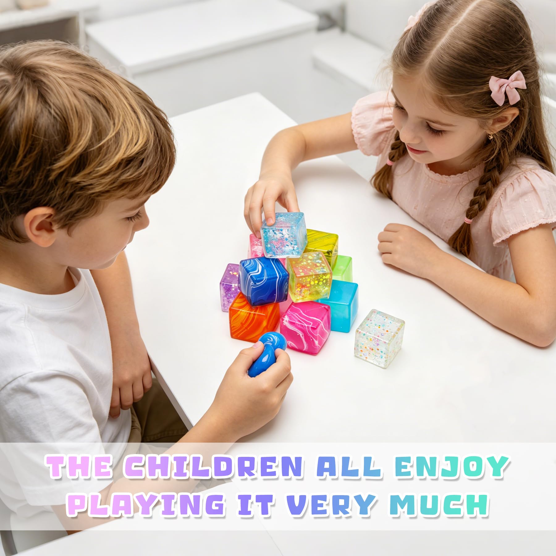 12 pcs 1.3“ Nice Ice Cube Squishy Fidget Toys, Slow Rise Squishies Stress Ball Relief Toy, Sensory Fidget Toy for Focus & Calm, Unique Desk Decor for Teens & Adults, Gifts Idea.