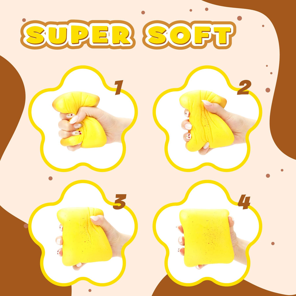 3 Pack Slow Rising Squishy Butter Bread, Realistic Bread Squishies with Butter Scent, Soft Sticky Squishy Toy, Stress Relief Fidget for Focus, Popular Squishies Gift Party Favor