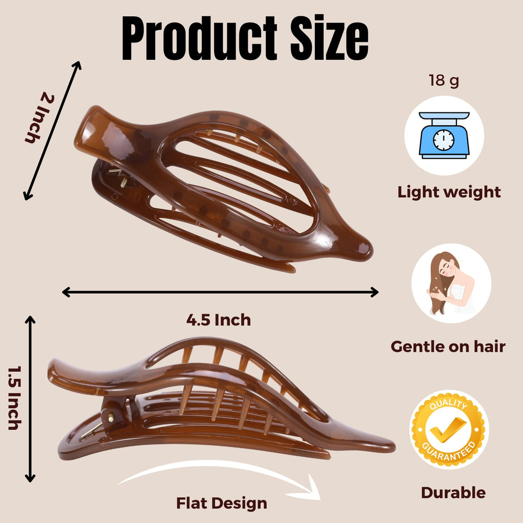 8 Pack Flat Hair Clips for Women,Matte No Crease Flat Claw Clips, Large Strong Hold Barrettes for Thick & Thin Hair, French Duckbill Styling Accessories