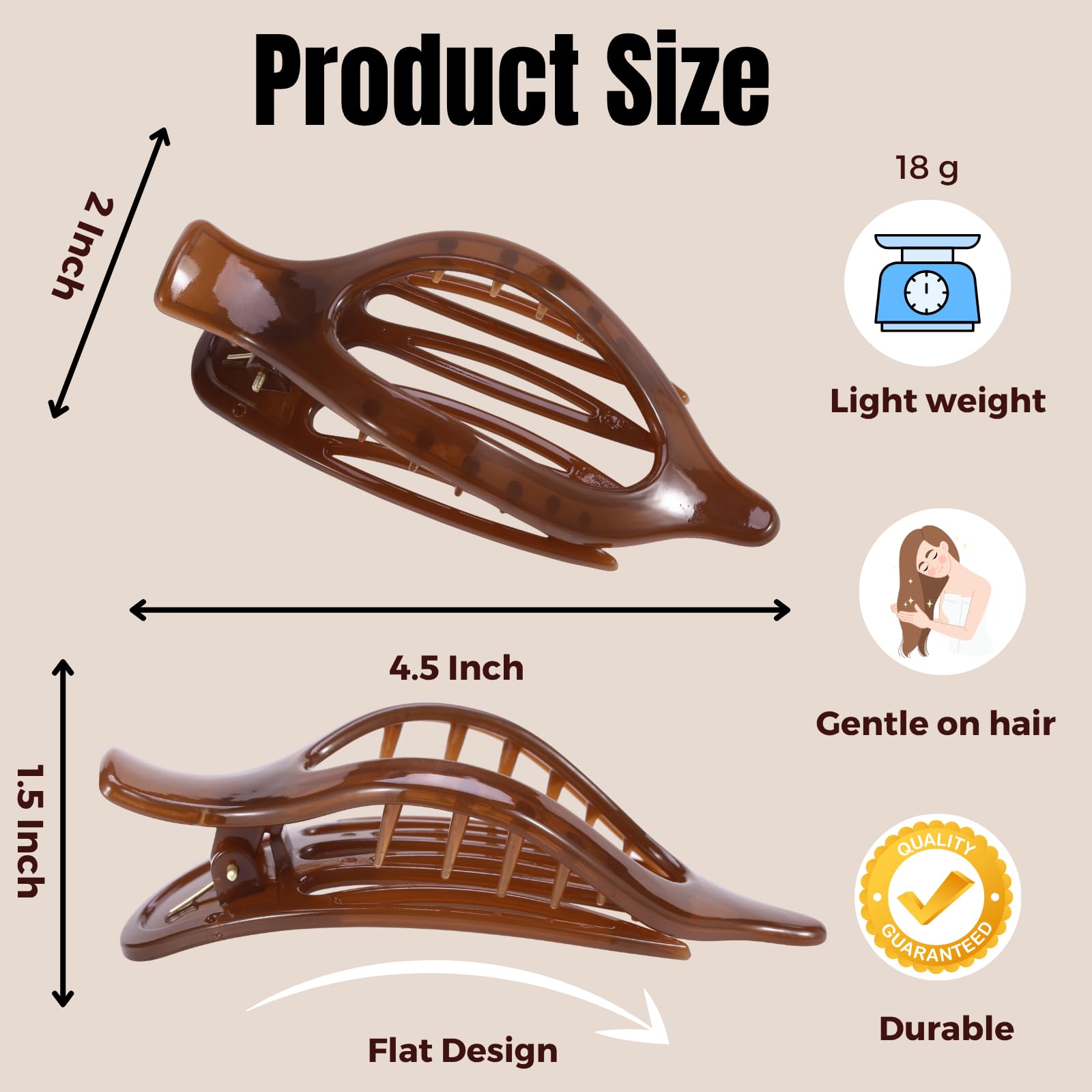 8 Pack Flat Hair Clips for Women,Matte No Crease Flat Claw Clips, Large Strong Hold Barrettes for Thick & Thin Hair, French Duckbill Styling Accessories