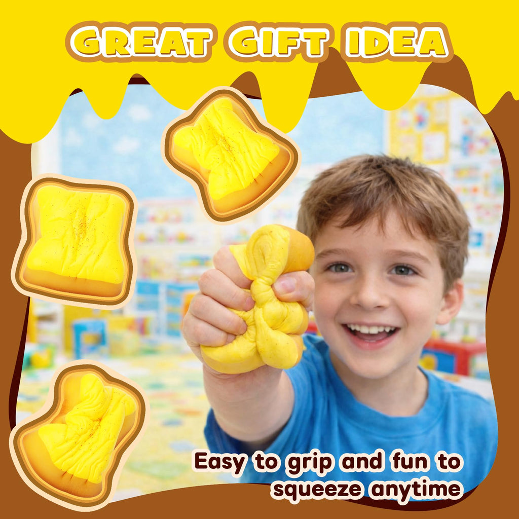 3 Pack Slow Rising Squishy Butter Bread, Realistic Bread Squishies with Butter Scent, Soft Sticky Squishy Toy, Stress Relief Fidget for Focus, Popular Squishies Gift Party Favor
