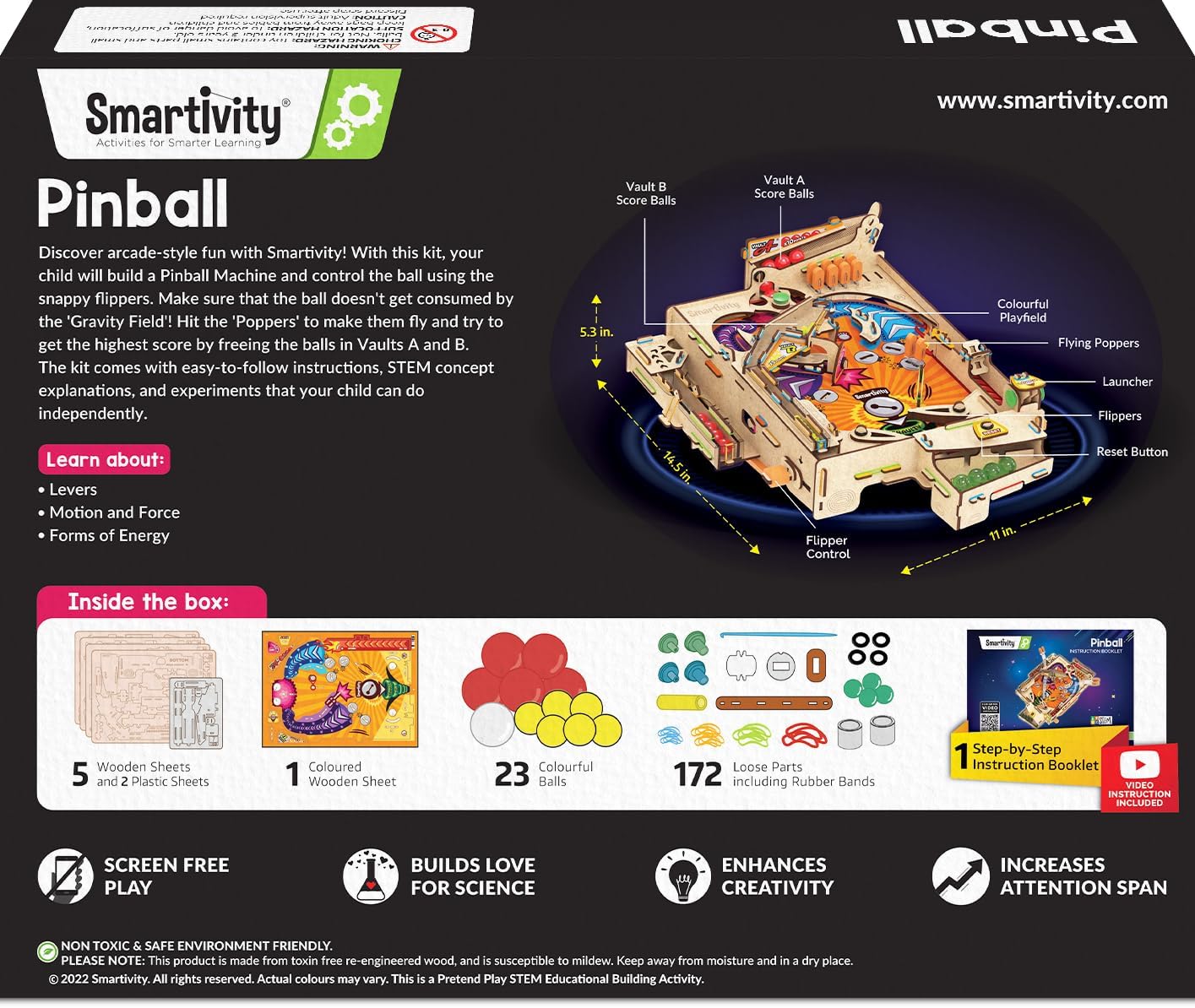 Smartivity DIY Pinball Machine for Kids 8-14 Years Old | Global Award Winning Arcade Game | Build Your Own Pinball I Birthday Gift for Smart Kids | STEM Toy for Boys & Girls