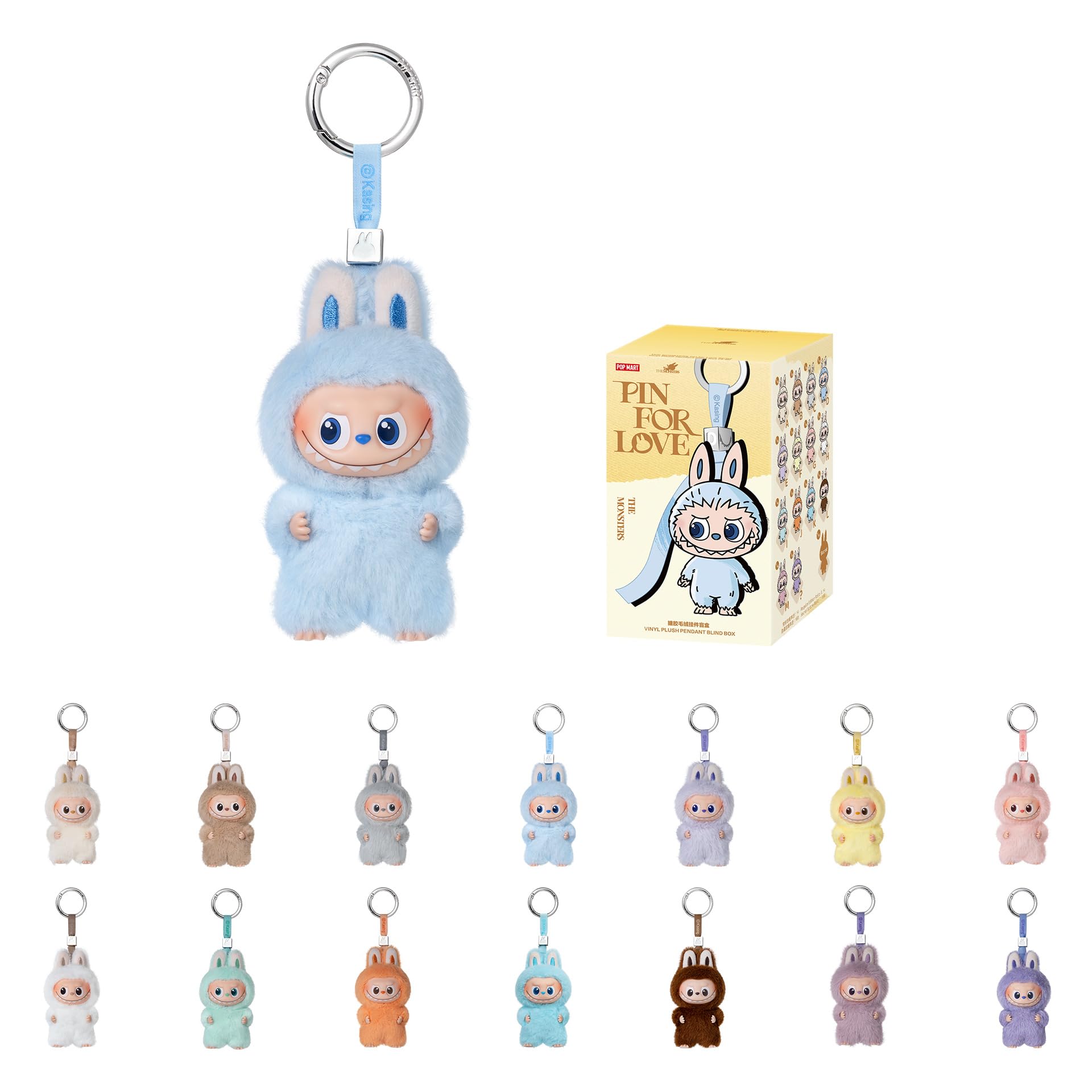 POP MART THE Monster Pin for Love Series (A–M) Mini Labubu Doll Blind Box Mystery Box Keychain – Vinyl Plush Pendant, Bag Charms, Collectible Holiday & Birthday Gift for Kids & Adults, Single Box