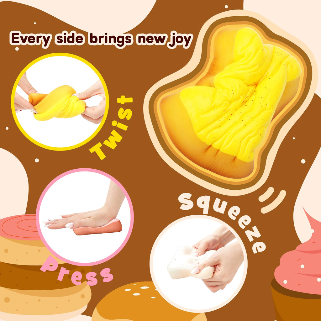 3 Pack Slow Rising Squishy Butter Bread, Realistic Bread Squishies with Butter Scent, Soft Sticky Squishy Toy, Stress Relief Fidget for Focus, Popular Squishies Gift Party Favor