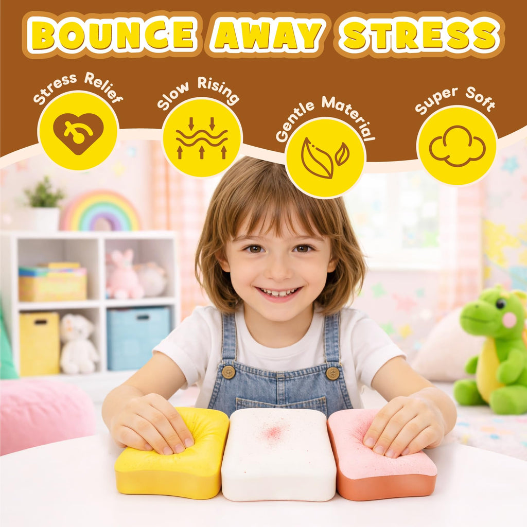 3 Pack Slow Rising Squishy Butter Bread, Realistic Bread Squishies with Butter Scent, Soft Sticky Squishy Toy, Stress Relief Fidget for Focus, Popular Squishies Gift Party Favor