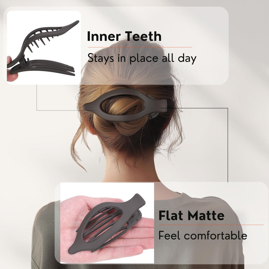 8 Pack Flat Hair Clips for Women,Matte No Crease Flat Claw Clips, Large Strong Hold Barrettes for Thick & Thin Hair, French Duckbill Styling Accessories