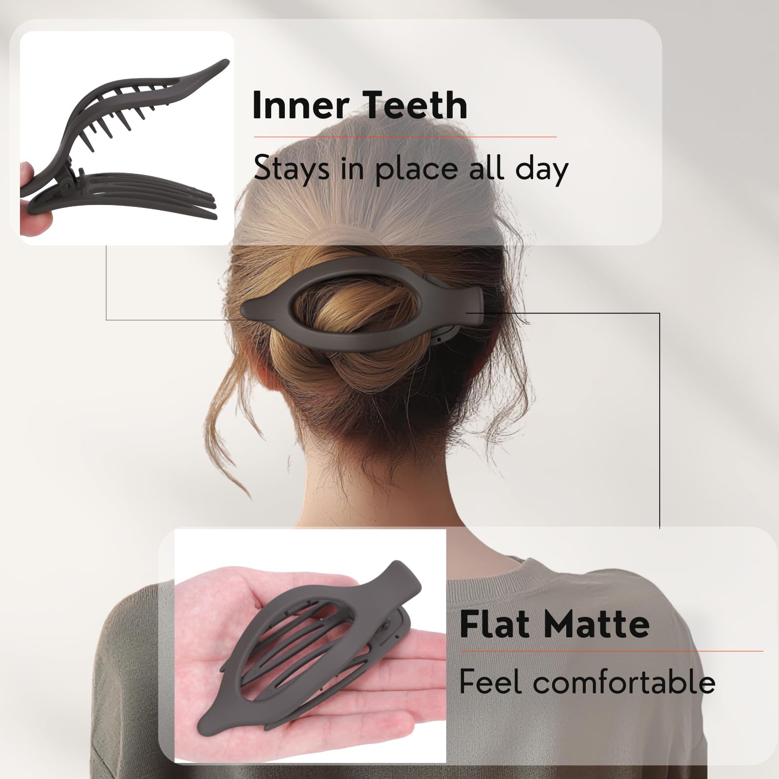 8 Pack Flat Hair Clips for Women,Matte No Crease Flat Claw Clips, Large Strong Hold Barrettes for Thick & Thin Hair, French Duckbill Styling Accessories