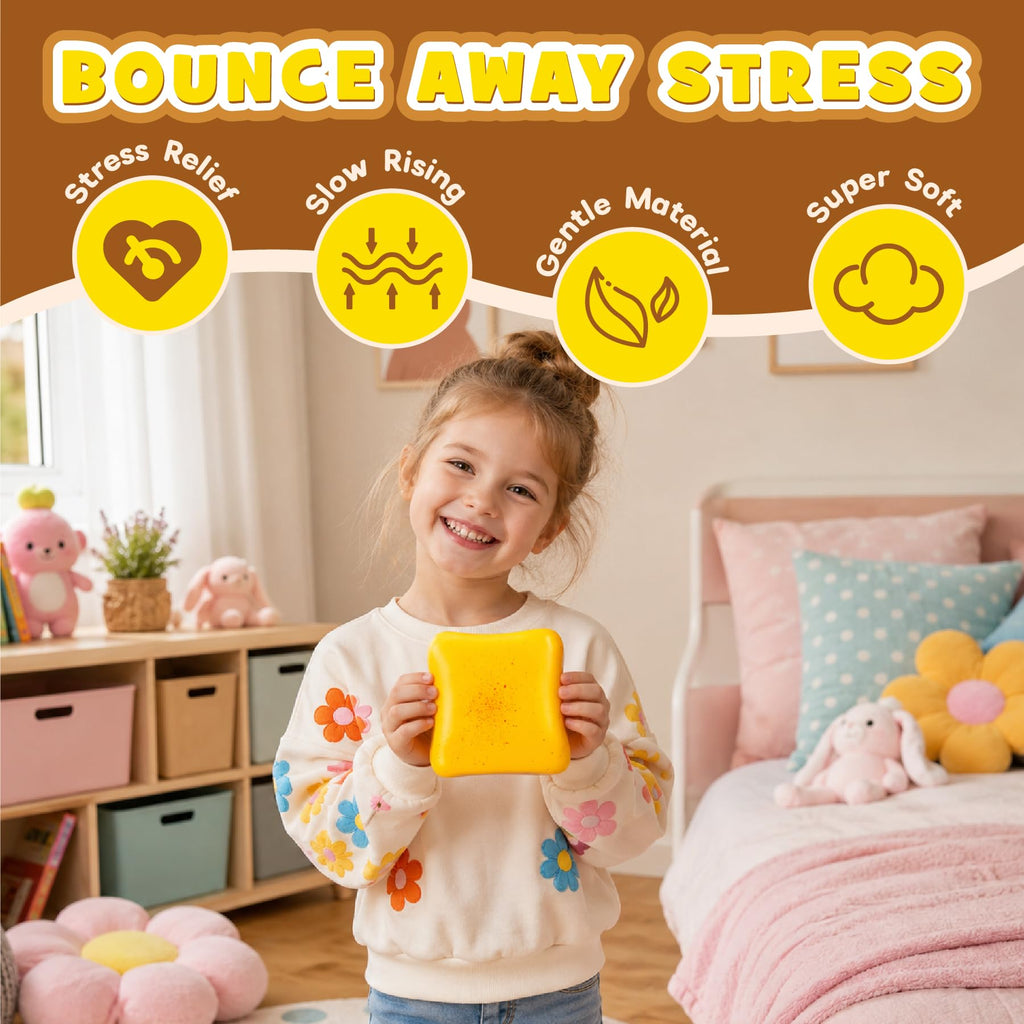 3 Pack Slow Rising Squishy Butter Bread, Realistic Bread Squishies with Butter Scent, Soft Sticky Squishy Toy, Stress Relief Fidget for Focus, Popular Squishies Gift Party Favor