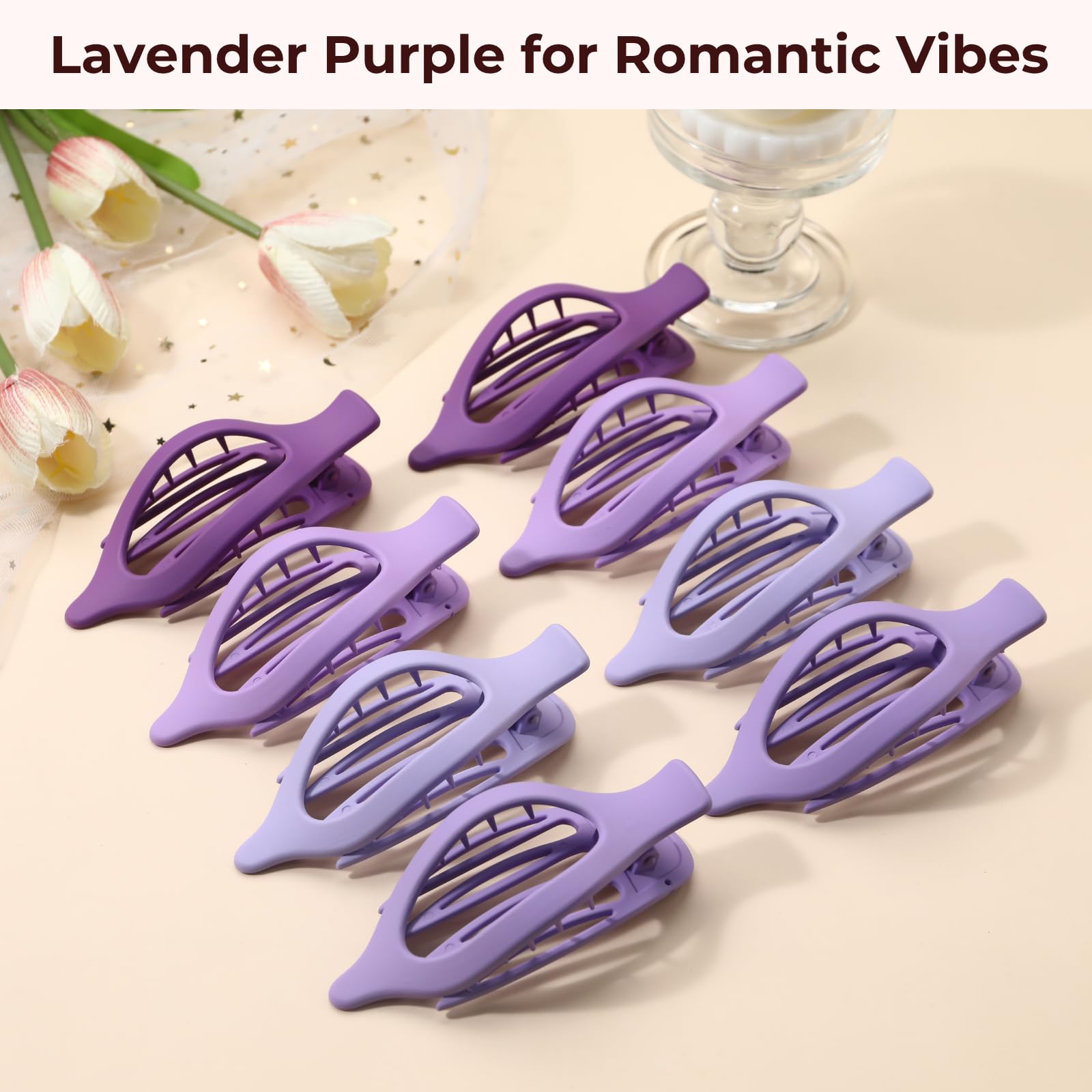 8 Pack Flat Hair Clips for Women,Matte No Crease Flat Claw Clips, Large Strong Hold Barrettes for Thick & Thin Hair, French Duckbill Styling Accessories