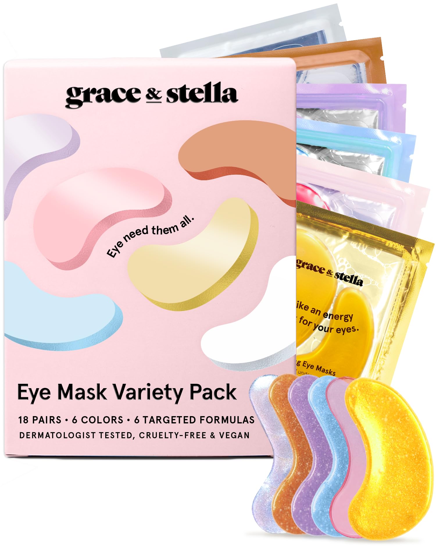 grace & stella Retinol Under Eye Patches for Puffy Eyes & Dark Circles - Restoring Gel Under Eye Masks with Hyaluronic Acid - Birthday Gifts for Women, Bachelorette Party Favors (Purple, 24 Pairs)