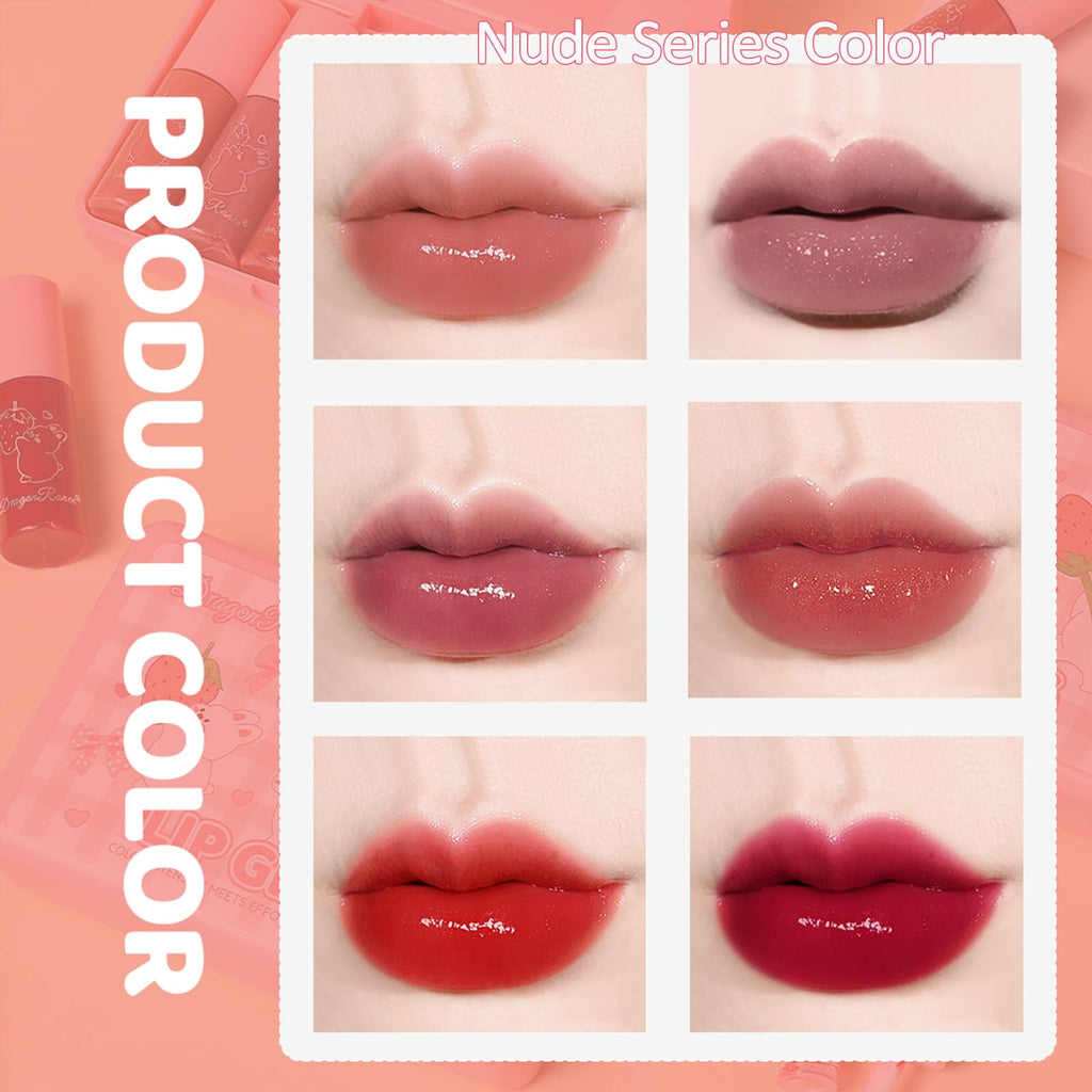 Miniling 6-Color Korean Lip Tint Set - Watery, Velvet Matte Lipsticks for Lips and Cheeks - Long-Lasting, Non-Stick, Shimmery