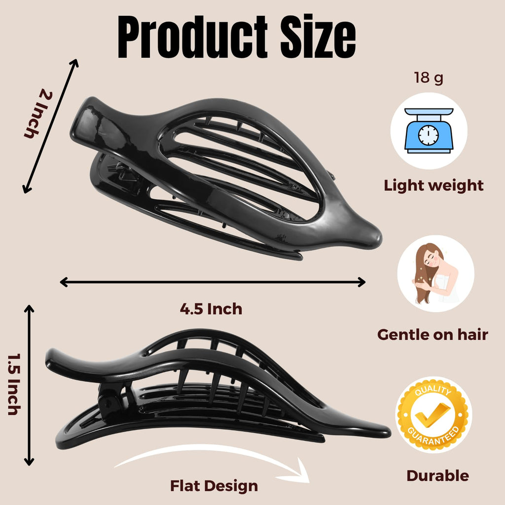 8 Pack Flat Hair Clips for Women,Matte No Crease Flat Claw Clips, Large Strong Hold Barrettes for Thick & Thin Hair, French Duckbill Styling Accessories