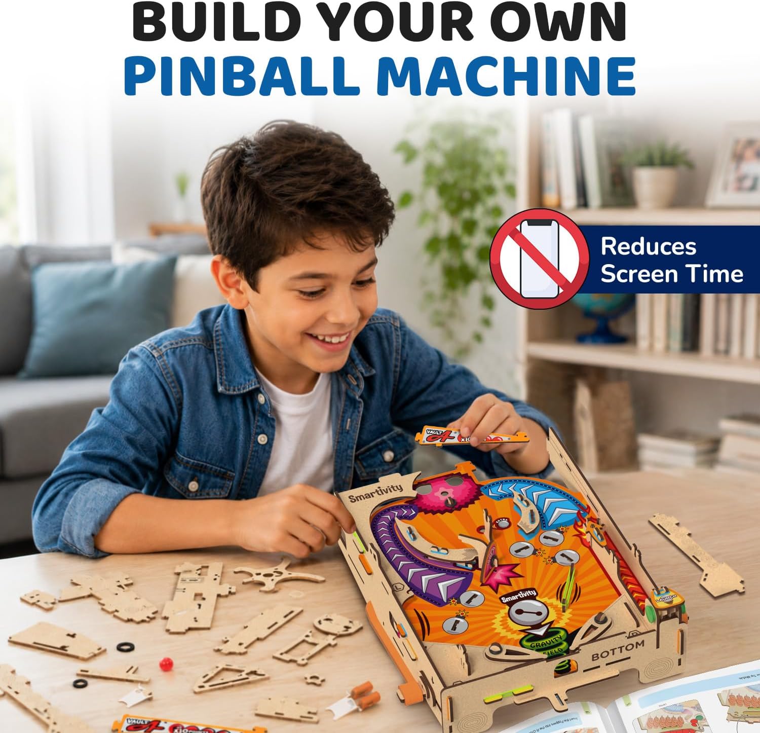 Smartivity DIY Pinball Machine for Kids 8-14 Years Old | Global Award Winning Arcade Game | Build Your Own Pinball I Birthday Gift for Smart Kids | STEM Toy for Boys & Girls