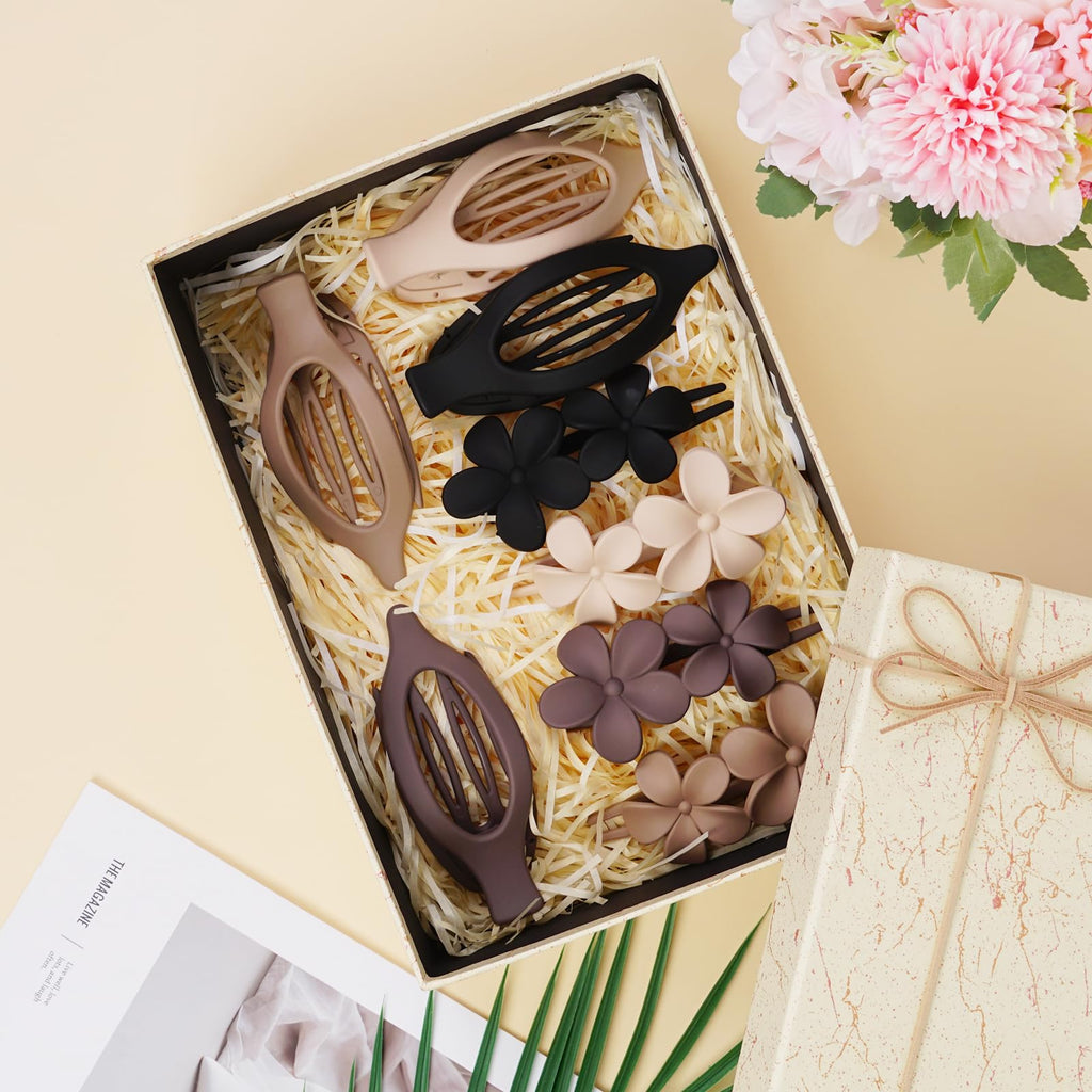 8 Pack Flat Hair Clips for Women,Matte No Crease Flat Claw Clips, Large Strong Hold Barrettes for Thick & Thin Hair, French Duckbill Styling Accessories
