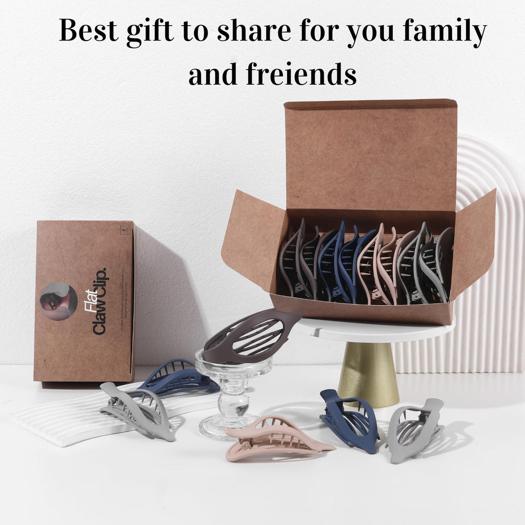 8 Pack Flat Hair Clips for Women,Matte No Crease Flat Claw Clips, Large Strong Hold Barrettes for Thick & Thin Hair, French Duckbill Styling Accessories