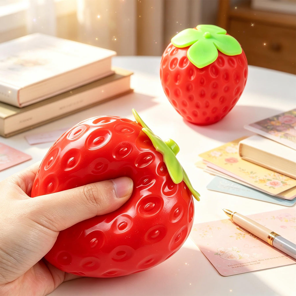 3Pcs Big Taba Squishies Strawberry, Cute Strawberry Squeeze Toys, Upgrade Fruit Squishies, Kawaii Sticky Stress Toy, Clear Fidget Toys, Valentines Gift for Kids, Teen Boys Girls Birthday Gift Ideas