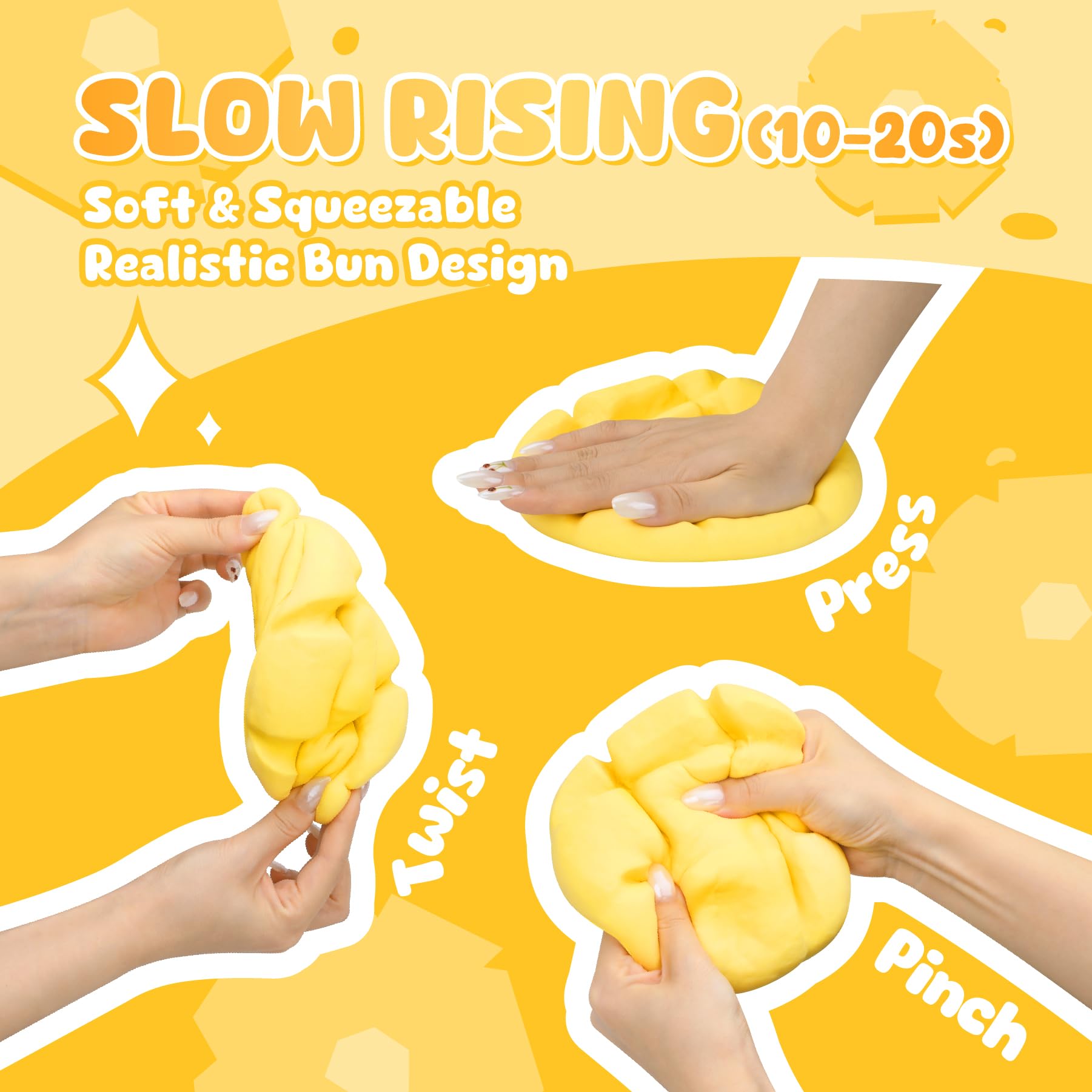 3 Pack Slow Rising Squishy Butter Bread, Realistic Bread Squishies with Butter Scent, Soft Sticky Squishy Toy, Stress Relief Fidget for Focus, Popular Squishies Gift Party Favor