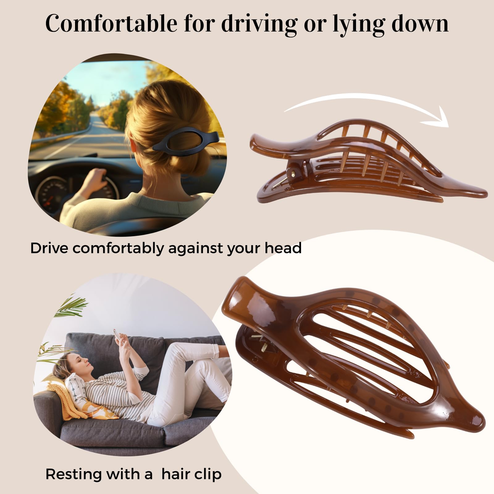 8 Pack Flat Hair Clips for Women,Matte No Crease Flat Claw Clips, Large Strong Hold Barrettes for Thick & Thin Hair, French Duckbill Styling Accessories