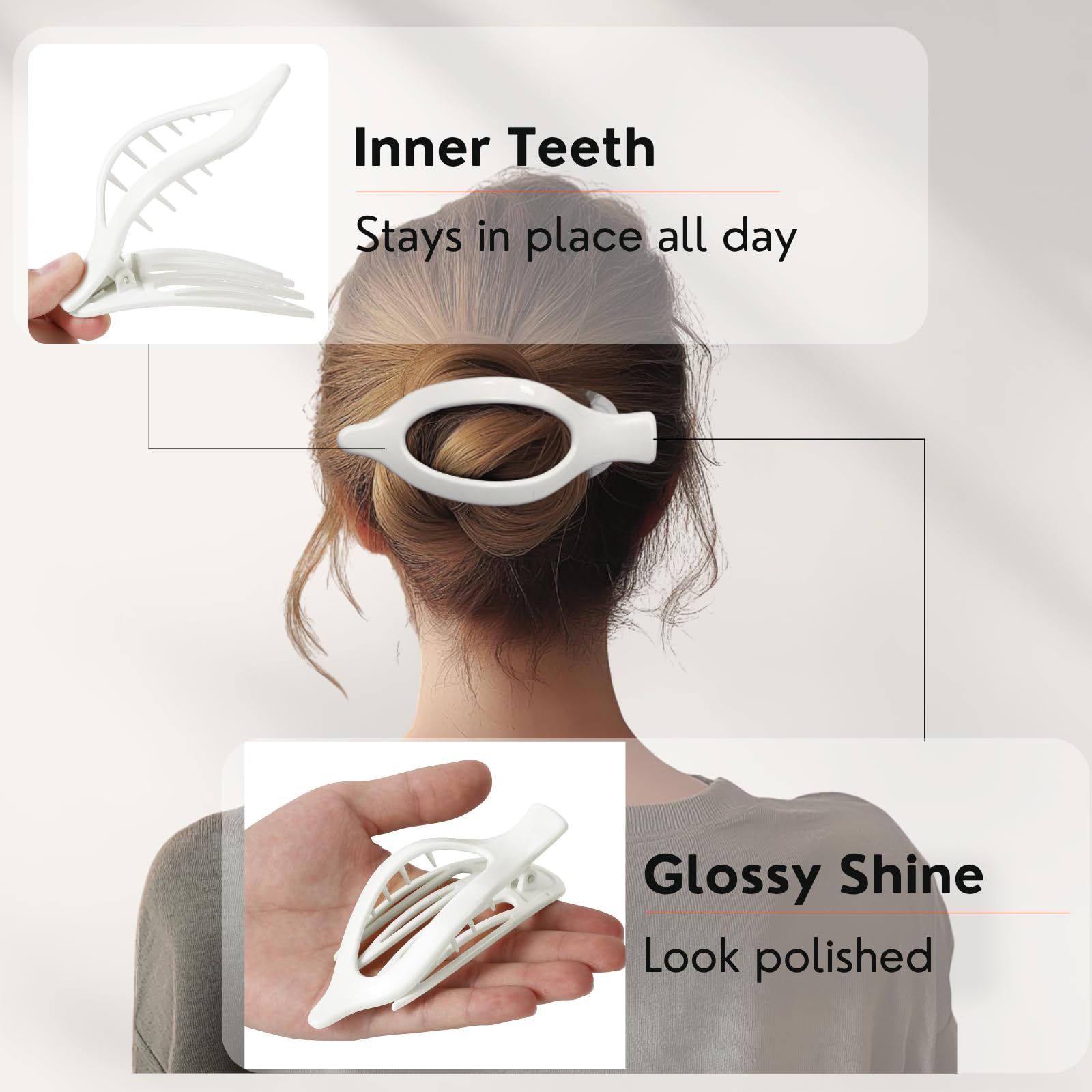 8 Pack Flat Hair Clips for Women,Matte No Crease Flat Claw Clips, Large Strong Hold Barrettes for Thick & Thin Hair, French Duckbill Styling Accessories