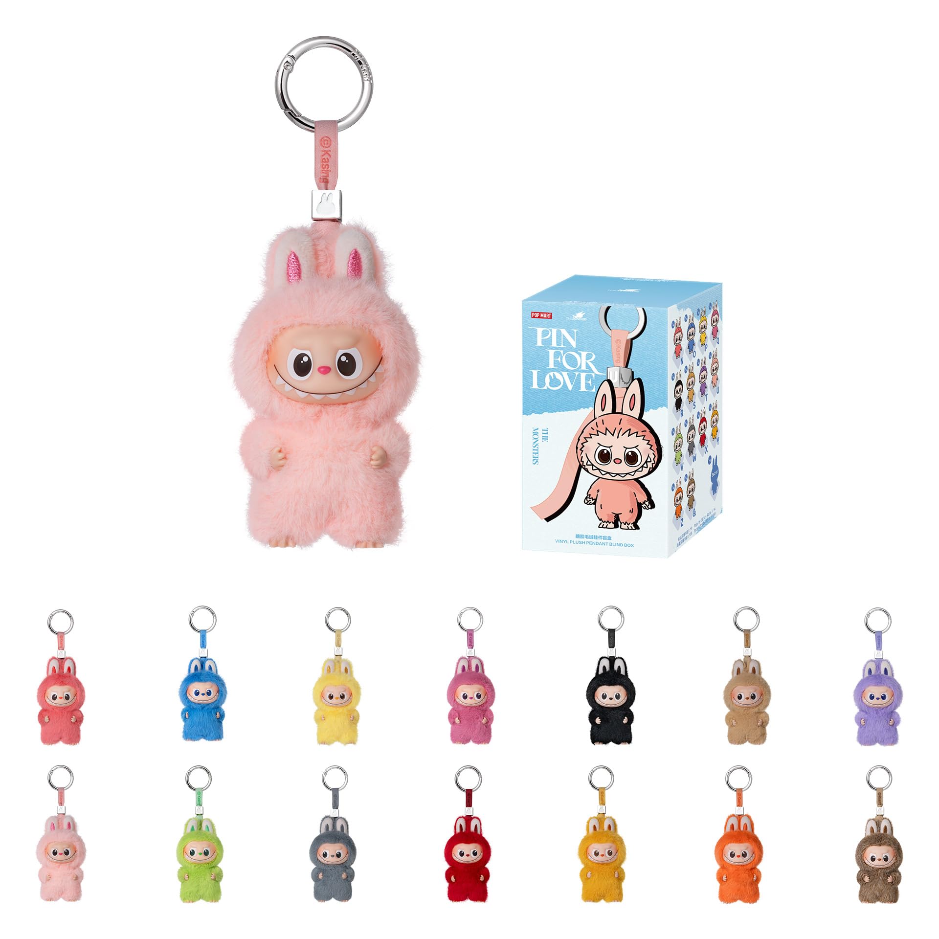 POP MART THE Monster Pin for Love Series (A–M) Mini Labubu Doll Blind Box Mystery Box Keychain – Vinyl Plush Pendant, Bag Charms, Collectible Holiday & Birthday Gift for Kids & Adults, Single Box